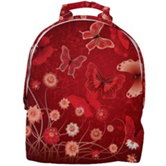 Four Red Butterflies With Flower Illustration Butterfly Flowers Mini Full Print Backpack