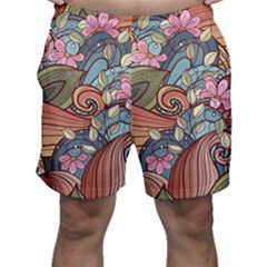 Multicolored Flower Decor Flowers Patterns Leaves Colorful Men s Shorts by Pakjumat