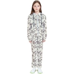 White And Brown Floral Wallpaper Flowers Background Pattern Kids  Tracksuit by Pakjumat