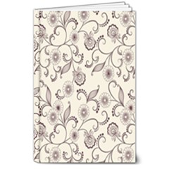 White And Brown Floral Wallpaper Flowers Background Pattern 8  X 10  Hardcover Notebook