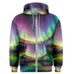 Aurora Borealis Polar Northern Lights Natural Phenomenon North Night Mountains Men s Zipper Hoodie by Pakjumat