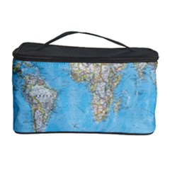 Blue White And Green World Map National Geographic Cosmetic Storage Case by Pakjumat