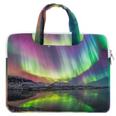 Aurora Borealis Polar Northern Lights Natural Phenomenon North Night Mountains Macbook Pro 13  Double Pocket Laptop Bag by Pakjumat