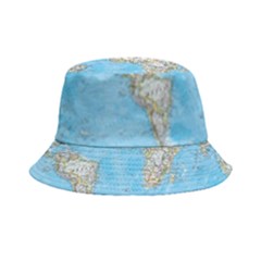 Blue White And Green World Map National Geographic Bucket Hat by Pakjumat