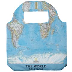 Blue White And Green World Map National Geographic Foldable Grocery Recycle Bag by Pakjumat