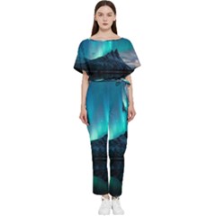 Aurora Borealis Mountain Reflection Batwing Lightweight Chiffon Jumpsuit by Pakjumat