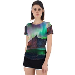 Aurora Borealis Nature Sky Light Back Cut Out Sport T-shirt by Pakjumat