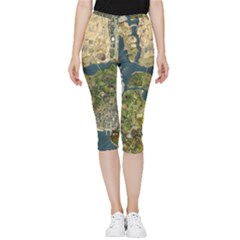 Map Illustration Gta Inside Out Lightweight Velour Capri Leggings  by Pakjumat