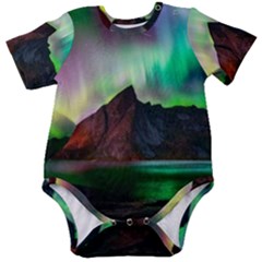 Aurora Borealis Nature Sky Light Baby Short Sleeve Bodysuit by Pakjumat