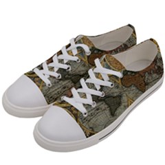 Vintage World Map Travel Geography Men s Low Top Canvas Sneakers by Pakjumat