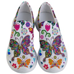 Butterflies Abstract Colorful Floral Flowers Vector Women s Lightweight Slip Ons by Pakjumat