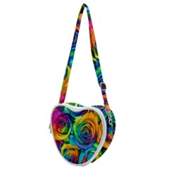 Colorful Roses Bouquet Rainbow Heart Shoulder Bag by Pakjumat