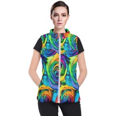 Colorful Roses Bouquet Rainbow Women s Puffer Vest by Pakjumat