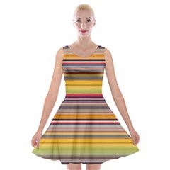 Neopolitan Horizontal Lines Strokes Velvet Skater Dress