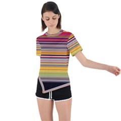 Neopolitan Horizontal Lines Strokes Asymmetrical Short Sleeve Sports T-Shirt