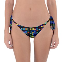Geometric Colorful Square Rectangle Reversible Bikini Bottoms by Pakjumat