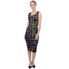 Geometric Colorful Square Rectangle Sleeveless Pencil Dress by Pakjumat