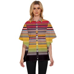 Neopolitan Horizontal Lines Strokes Women s Batwing Button Up Shirt