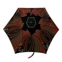Red Gold Black Voracious Plant Leaf Mini Folding Umbrellas by Pakjumat