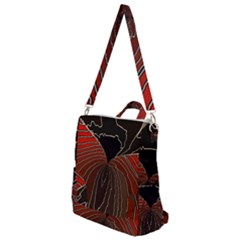 Red Gold Black Voracious Plant Leaf Crossbody Backpack by Pakjumat