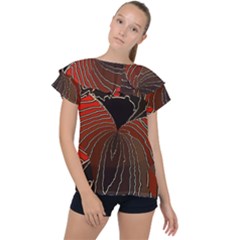 Red Gold Black Voracious Plant Leaf Ruffle Collar Chiffon Blouse