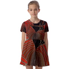 Red Gold Black Voracious Plant Leaf Kids  Short Sleeve Pinafore Style Dress by Pakjumat