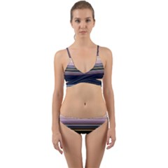 Horizontal Line Strokes Color Lines Wrap Around Bikini Set by Pakjumat