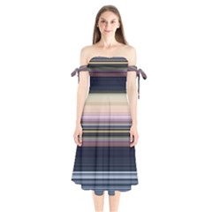 Horizontal Line Strokes Color Lines Shoulder Tie Bardot Midi Dress by Pakjumat