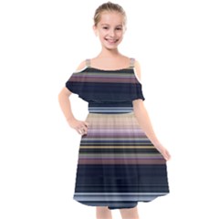 Horizontal Line Strokes Color Lines Kids  Cut Out Shoulders Chiffon Dress