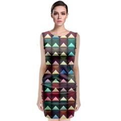 Diamond Geometric Square Design Pattern Classic Sleeveless Midi Dress by Pakjumat