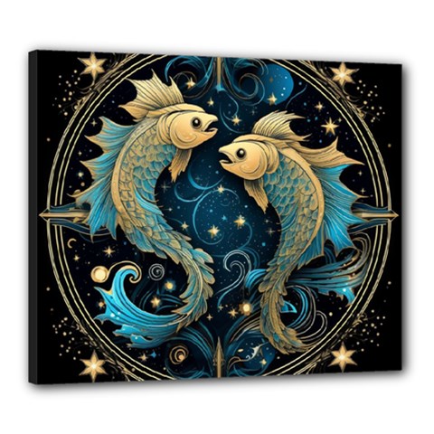 Fish Star Sign Canvas 24  x 20  (Stretched)