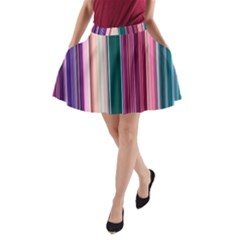 Vertical Line Color Lines Texture A-line Pocket Skirt by Pakjumat