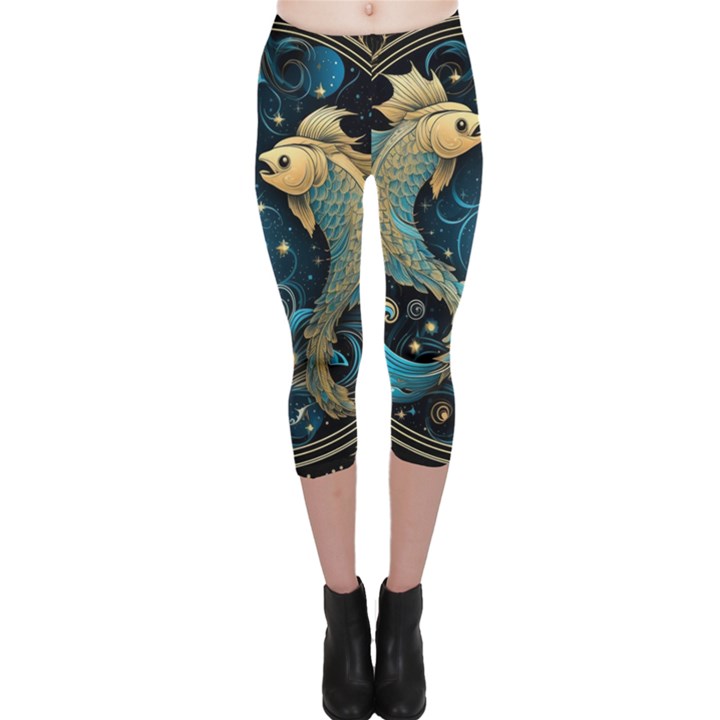 Fish Star Sign Capri Leggings 