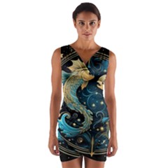Fish Star Sign Wrap Front Bodycon Dress