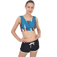 Line Vertical Lines Color Lines V-back Sports Bra by Pakjumat