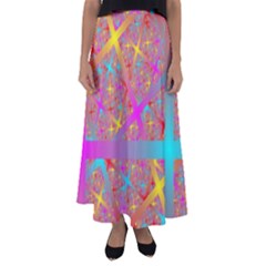 Geometric Abstract Colorful Flared Maxi Skirt