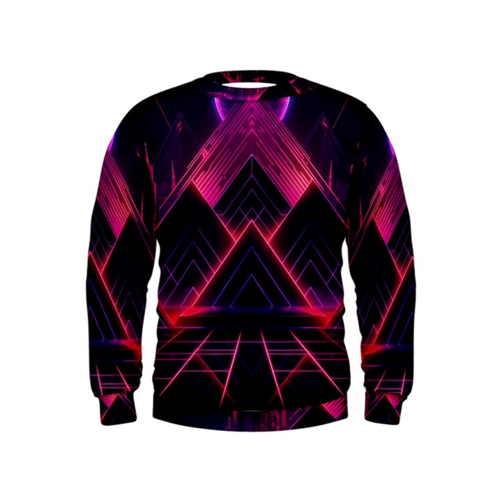 Synthwave City Retrowave Wave Kids  Sweatshirt