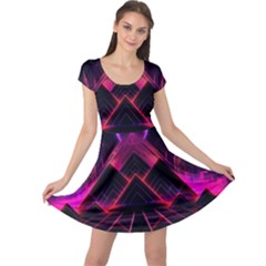 Synthwave City Retrowave Wave Cap Sleeve Dress by Pakjumat