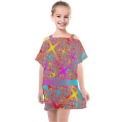 Geometric Abstract Colorful Kids  One Piece Chiffon Dress by Pakjumat