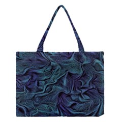 Abstract Blue Wave Texture Patten Medium Tote Bag