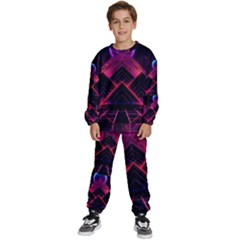 Synthwave City Retrowave Wave Kids  Sweatshirt Set by Pakjumat