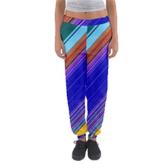 Color Lines Slanting Green Blue Women s Jogger Sweatpants by Pakjumat