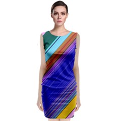 Color Lines Slanting Green Blue Classic Sleeveless Midi Dress by Pakjumat