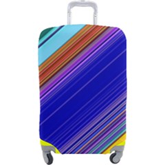 Color Lines Slanting Green Blue Luggage Cover (large) by Pakjumat