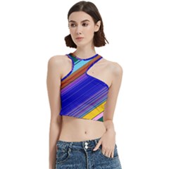 Color Lines Slanting Green Blue Cut Out Top