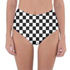 Black White Checker Pattern Checkerboard Reversible High-waist Bikini Bottoms by Pakjumat