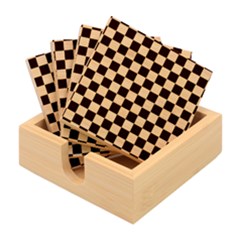 Black White Checker Pattern Checkerboard Bamboo Coaster Set