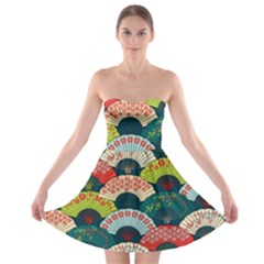 Japanese Fans Bright Pattern Strapless Bra Top Dress