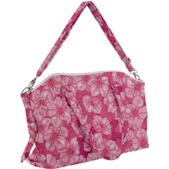 Cute Pink Sakura Flower Pattern Canvas Crossbody Bag by Pakjumat