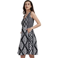 Tribal African Pattern Sleeveless V-neck Skater Dress With Pockets by Pakjumat